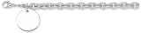 Sterling Silver Charm Bracelet w/ Sterling Silver Round Disc, 7"