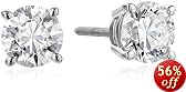 Platinum, Round, Diamond 4-Prong Stud Earrings (1 cttw, G-H Color, VS2 Clarity)