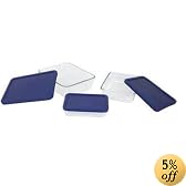 Pyrex Storage 6-Piece Rectangular Set, Clear with Blue Lids