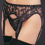 Lace Garter Belt with Thong - Choose from One Size, Plus Size, and Colors - By Leg Avenue