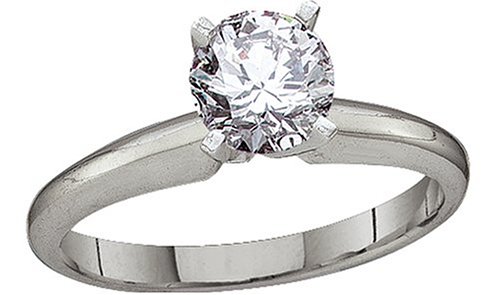 14k White Gold Certified Round Brilliant Cut Classic Solitaire Ring (3/4 ct, H, SI2), Size 6