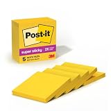 Post-it Super Sticky Notes 3 in x 3 in , Daffodil Yellow, 5-90 sheet pads