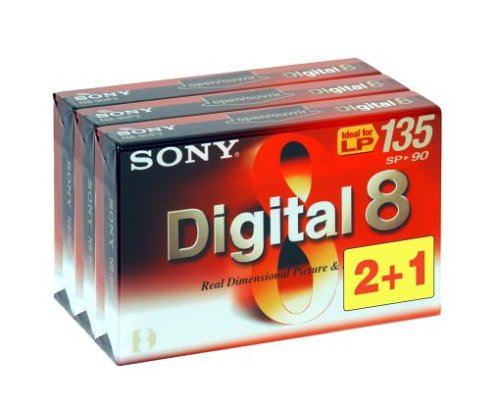 Festplatten: Sony 2X1N890P 2+1 Pack D8 Tape 90 min.