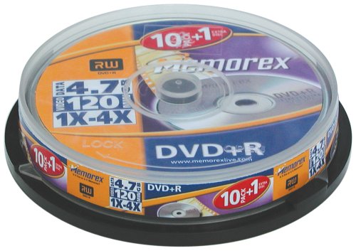 MP3 Player: Memorex DVD+R 1x-4x DVD-Rohlinge 10+1 Spindel, 4,7 GB