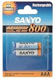 Sanyo AAA NiMH Rechargeable 800 mAh Batteries Pack of 2