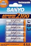 Sanyo AA NI-MH Rechargeable 2100 mAh Batteries Pack of 4