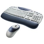 Lautsprecher: Logitech Cordless Desktop iTouch Tastatur schnurlos 104 Tasten MS W95 D +Cordl.Maus Weiss-blau