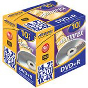 MP3 Player: Memorex DVD+R 10er Pack 4,7 GB 4xSpeed Jewel Case DVD-Rohlinge