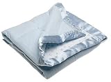 Blue Knit Coverlet with Satin Binding