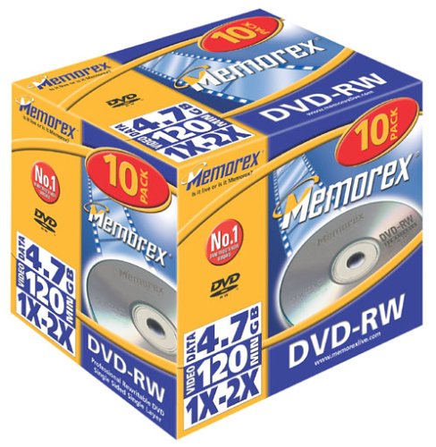 MP3 Player: Memorex DVD-RW 10er Pack Jewel Case 2x Speed DVD-Rohlinge