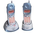 VTech ev2625 2.4 GHz DSS Cordless Phone with Dual Handsets and Caller ID (Metallic Blue/White)