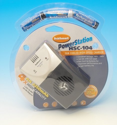 Heimkinosysteme: H�hnel Schnellladeger�t PowerStation HSC-104 incl. NiMH-Akku "Mignon AA" (2350mAh) und 12V KFZ-Kabel