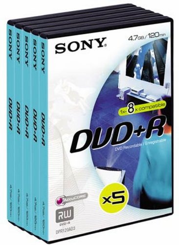 Festplatten: Sony 5DPR120VD, DVD+R (recordable) Disc in Video-Box, 4,7 GB Speicherkapazit�t, 5er Pack