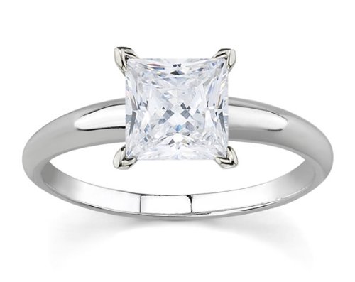1/3 ct.tw Princess Diamond Solitaire Ring in 14k White Gold (I-J/I1-I2)