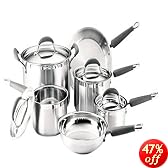 KitchenAid Gourmet Essentials 10-Piece Brushed Stainless Steel Cookware Set