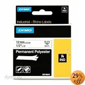 DYMO Rhino Pro 1/2 Inch x 18 Feet White Industrial Strength Permanent Polyester Labels (18483)