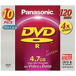 Projektoren: Panasonic DVD-R Disk 10Pack Rohling 4700MB 120min 4xSpeed SlimCase