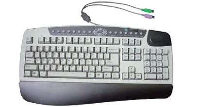 Elektronik und Foto: A-Four Tech KB-8 Tastatur PS/2 103 Tasten MS W95 D Weiss-silber