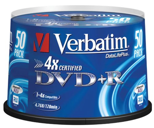 Verst&auml;rker und Receiver: Verbatim DVD+R 4X 4,7GB Scratch Resistant Surface 50er Spindel DVD-Rohlinge