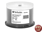 Verbatim DVD-R 4.7GB 8X DataLifePlus White Inkjet Printable, Hub Printable 50pk Spindle