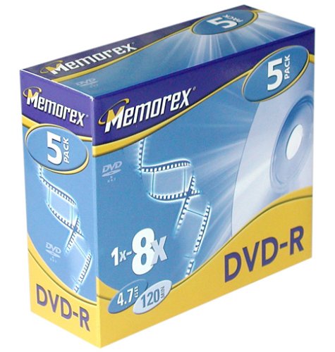 MP3 Player: Memorex DVD-R 4.7GB 8x Speed 5er Pack Jewel Case DVD-Rohlinge