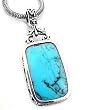 Turquoise Blue Lapis Reversible Sterling Silver Pendant