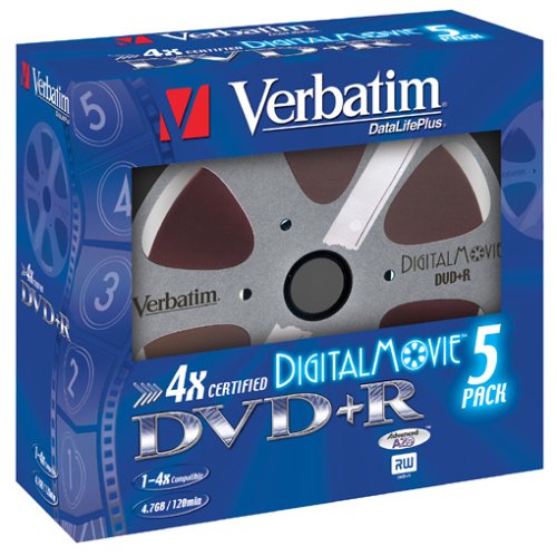 Verst&auml;rker und Receiver: Verbatim DVD+R 4X 4,7GB DIGITAL MOVIE 5er Pack Jewel Case DVD-Rohlinge