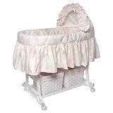 Pink Toile Cradle Bassinet with Baskets