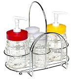 Gemco 4-Piece Glass Barbecue Condiment Set with Caddy
