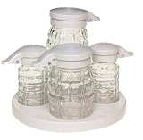 Gemco 4-Piece Flip Top Glass Condiment Collection with Turntable