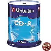 Verbatim 94554 700 MB 52x 80 Minute CD-R, 100 Disc Spindle with Reinforced Packaging to Minimize Breakage