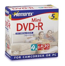 MP3 Player: Memorex 8cm Mini DVD-R 1.4GB 4x Speed 5er Mini Jewel Case DVD-Rohlinge