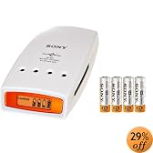 Sony BCG-34HRMF4 Battery Charger with LCD Display and 4 AA Ni-MH Rechargeable Batteries