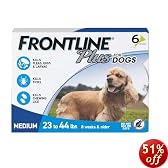 Merial Frontline Plus Flea and Tick Control for 23-to-44-Pound Dogs and Puppies, 6 Doses