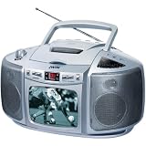 jWIN JV-TVCD10 Portable Boombox AM/FM/CD Player with 5.5" B&W TV