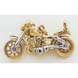 14kt Yellow Gold Two-Tone Motorcycle Charm with Moveable Wheels - XAC99