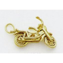 14kt Solid Yellow Gold Motorcycle Charm with Turning Front Wheel -A4868