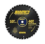 IRWIN 14133 10" Marathon Thin Kerf Carbide 40 Tooth Miter/Table Saw Deck Blade
