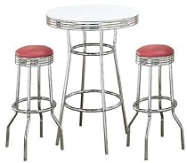 Retro Fountain Style Chrome Finish Bar Table w/White Top