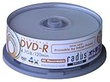 Radius Technology DVD-R Printable 4.7 GB / 120 Min 4x ( 25 pack Cake box )