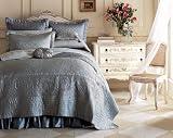 Court of Versailles du Barry King Reversible Silk Quilt, Blue
