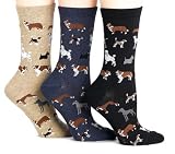 Hot Sox Womens Dogs Trouser Sock, Black, Denim, Hemp, 3-Pack