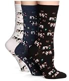 Hot Sox Womens Cows Trouser Sock, Black, White, Denim, 3-Pack
