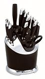 KitchenAid 14-Piece Black Silicone Handle Cutlery Set in Revolving Black Carousel, Black