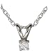 14k White Gold Round Diamond 4-Prong Solitaire Pendant (1/20 ct, J, I2)
