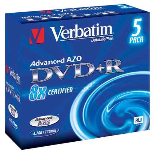 Verst&auml;rker und Receiver: Verbatim DVD+R 8X 4,7 GB Scratch Resistant Surface Jewel Case 5er Pack DVD-Rohlinge