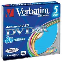 Verst&auml;rker und Receiver: Verbatim DVD+R 8x 4,7 GB Pastel Colour Slim Case 5er Pack DVD-Rohlinge