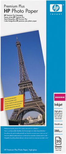 Heimkinosysteme: Hewlett-Packard Premium Plus Fotopapier 10x30 cm hochglanz 280g 20 Blatt