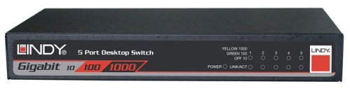 Lautsprecher: Lindy 5 Port GIGABIT Desktop Switch 10/100/1000Base-T, 5x STP/UTP