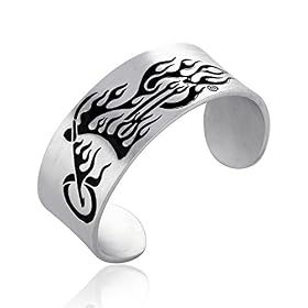 FLAMING Bike Fire MOTORCYCLE PEWTER Cuff BRACELET